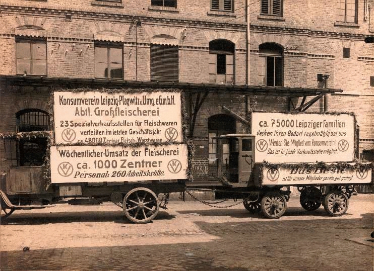 Werbetafeln der Konsumfleischerei, Leipzig, 1923.