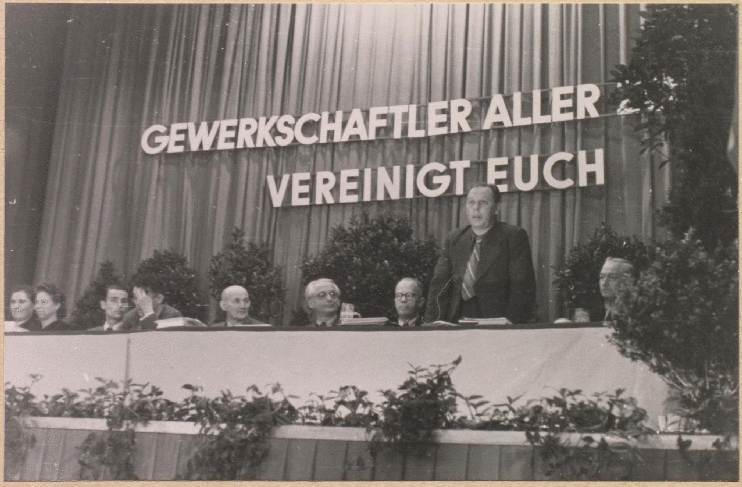 Foto der 1. Zonenkonferenz der IG Nahrungs-, Genußmittel- und Gaststättengewerbe in Leipzig, 15. und 16. Juni 1946.