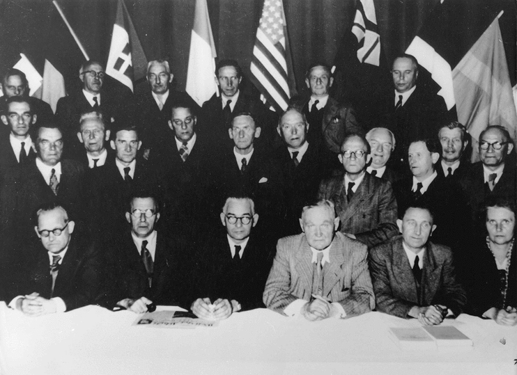 Gustav Pufal (NGG) auf der Gründungsversammlung des DGB, 13. Oktober 1949, München.