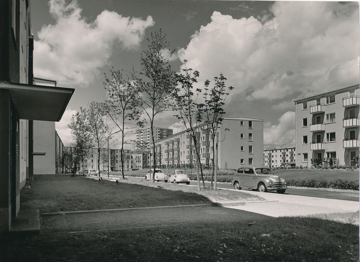 Siedlung Parkstadt Bogenhausen in München, 1955/56.  Die Architekten waren  Franz Ruf, Johannes Ludwig, Helmut von Werz und Hans Knapp-Schachleiter.