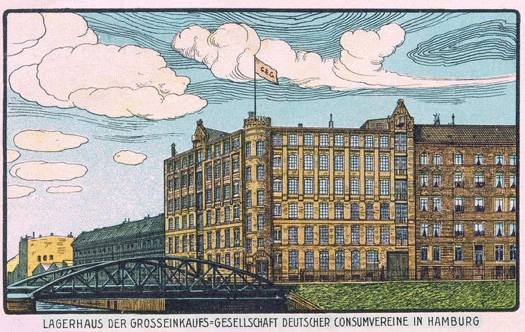 Zentrallager der Großeinkaufs-Gesellschaft Deutscher Consumvereine (GEG) in Hamburg, Engelstraße 31, 1902.